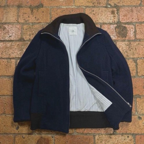 Issey Miyake, I.S. Sunao Kuwahara Issey Miyake 90s Vintage Navy Wool Military Jacket