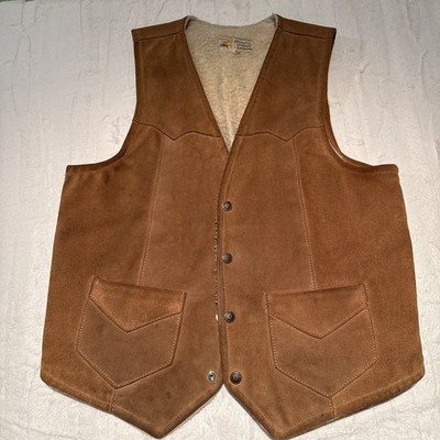 Vintage Men s Simco Distinctive Brown Suede Sherpa Vest Cowboy,Yellowstone Sz 42