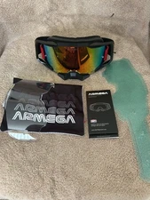 Extra Clear Lens and Tear Offs 100% Black/Red Armega HiPer Goggles Mirrored