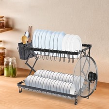 2 Tier Dish Drying Rack for Kitchen, Foldable Dish Drying Rack, Dish Drying Rack