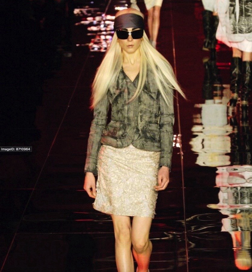 Christian Dior by Galliano Leather/Silk Nude Midi Skirt F/W Runway