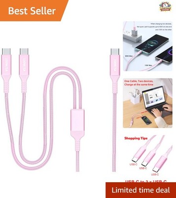 100W Fast Charge Nylon Braided USB C 4FT Cable for iPhone and Galaxy Devices