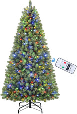 6Ft Prelit Premium Artificial Classic Spruce Christmas Tree with Remote Control,