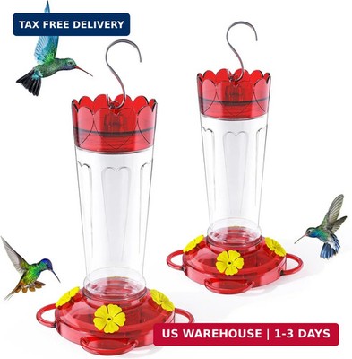 Plastic Hummingbird Feeder, 2-Pack 14 OZ Ant & Bee Proof Hummingbird Feeders for