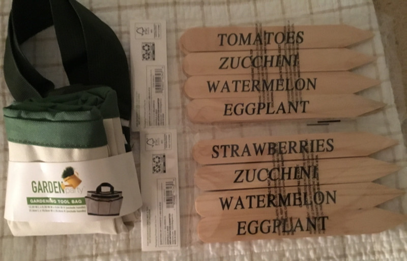 Gardening Tool Bag 12.20" L x 6.30" W x 9.84" in H. + 16 Wooden Markers NEW
