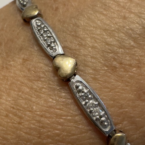 Brazalete amor corazón diamante oro amarillo blanco 5,6 gr 10k delicado delicado femenino - Imagen 10 de 15