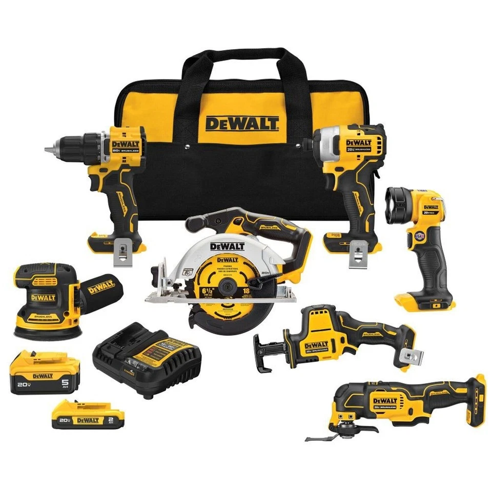 Kit combinado de 7 herramientas DeWalt DCK700D1P1R 20V MAX XR (5 Ah/2 Ah) certificado reacondicionado