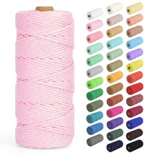 Light Pink 3mm Natural Cotton Twisted Macrame Cord Rope 109 Yards 328 Ft
