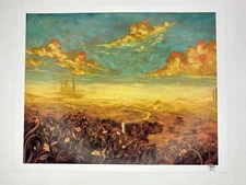 Fine Art Print 11x14 Surreal Landscape Flower Field Clouds Sky Orange Teal Mikah