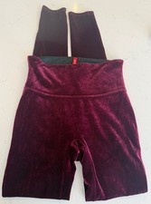 Spanx Leggings Women  s Sz Small Burgundy Velvet High Rise Shaping Tummy Control