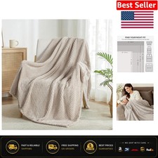 Soft Waffle Fleece Throw Blanket, Tan 50x70 Cozy Elegance for All Seasons