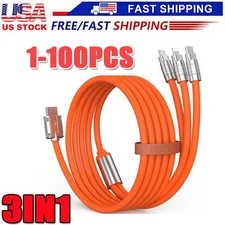 3in1 Fast Charging Cable Cell Phone Charger Cord For iPhone Type C Micro USB LOT