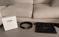 Celine Paris Medium 25mm Triomphe Belt in Taurillon Leather Size: 85 Black S9 