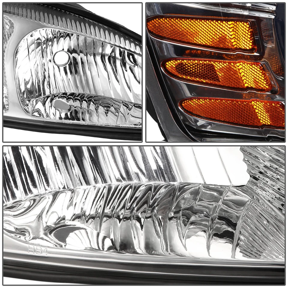 FOR 04-08 PONTIAC GRAND PRIX CHROME HOUSING AMBER CORNER HEADLIGHT HEAD LAMPS - Image 3 of 4