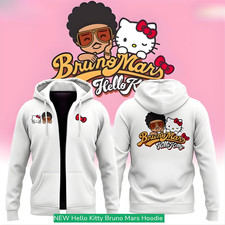 NEW HOODIE  NEW Hello Kitty Bruno Mars Hoodie Zip S-5XL