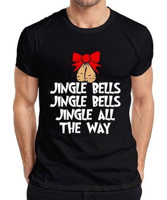 Jingle Bells Jingle All The Way frech Schleife Nuss Weihnachten Herren T-Shirt