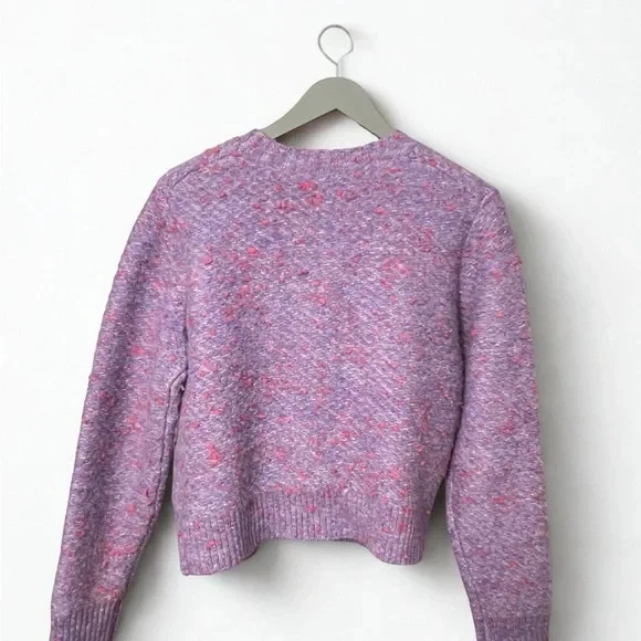 J Crew Lentejuelas Bordado Algodón Bouclé Cárdigan Suéter Cottagecore Talla M Foto 3 de 4
