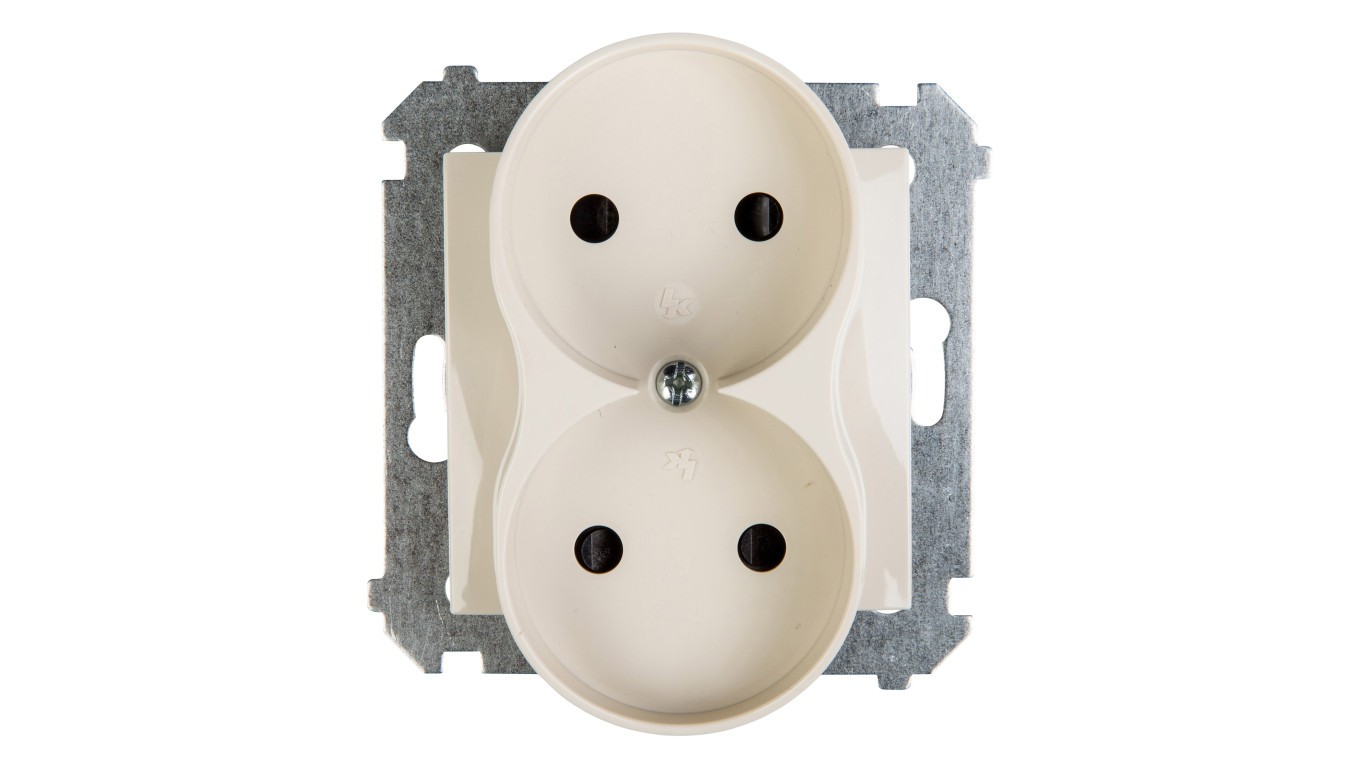 16A IP20 double socket b/u with Simon 54 panel DG2MZ.01/41