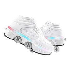 2-in-1 Roller Skate Shoes - Unisex Retractable Roller Skates with 4 Wheels,Sk...