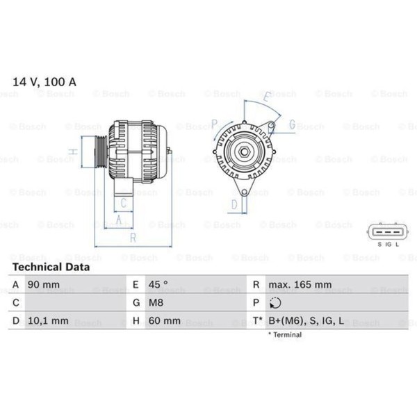 Bosch Generator Lichtmaschine 100A 14V FüR Lexus IS Sportcross I JCE1_ GXE1_-image
