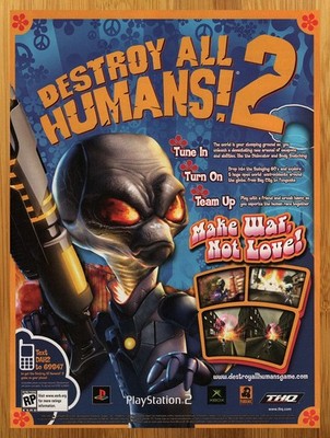 2006 Destroy All Humans! 2 PS2 Xbox Vintage Print Ad/Poster Video Game Promo Art