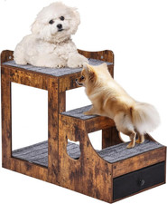 Pet Bunk Bed with Removable Stairs, Dog/Cat Window Perch with Storage, Multi-Lev