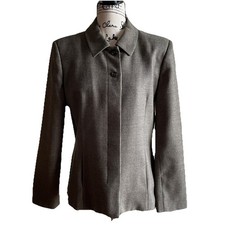 Harve Bernard Women  s Wool Hidden Button Blazer Vintage Jacket Sz 10 Gorgeous