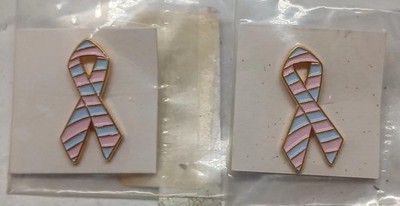 2 Pregnancy Infant Loss Awareness Pins Ribbon Pink Blue Mens Breast Cancer Lapel