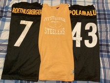 Lot Of 3 Youth Med Pittsburgh Steelers Jerseys Ben Roethlisberger Troy Polamalu