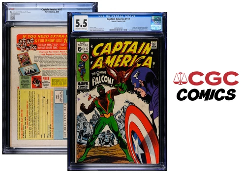 OBO 🦅 CAPTAIN AMERICA, The Coming of Falcon #117 (CGC 5.5 Graded) Marvel Comics
