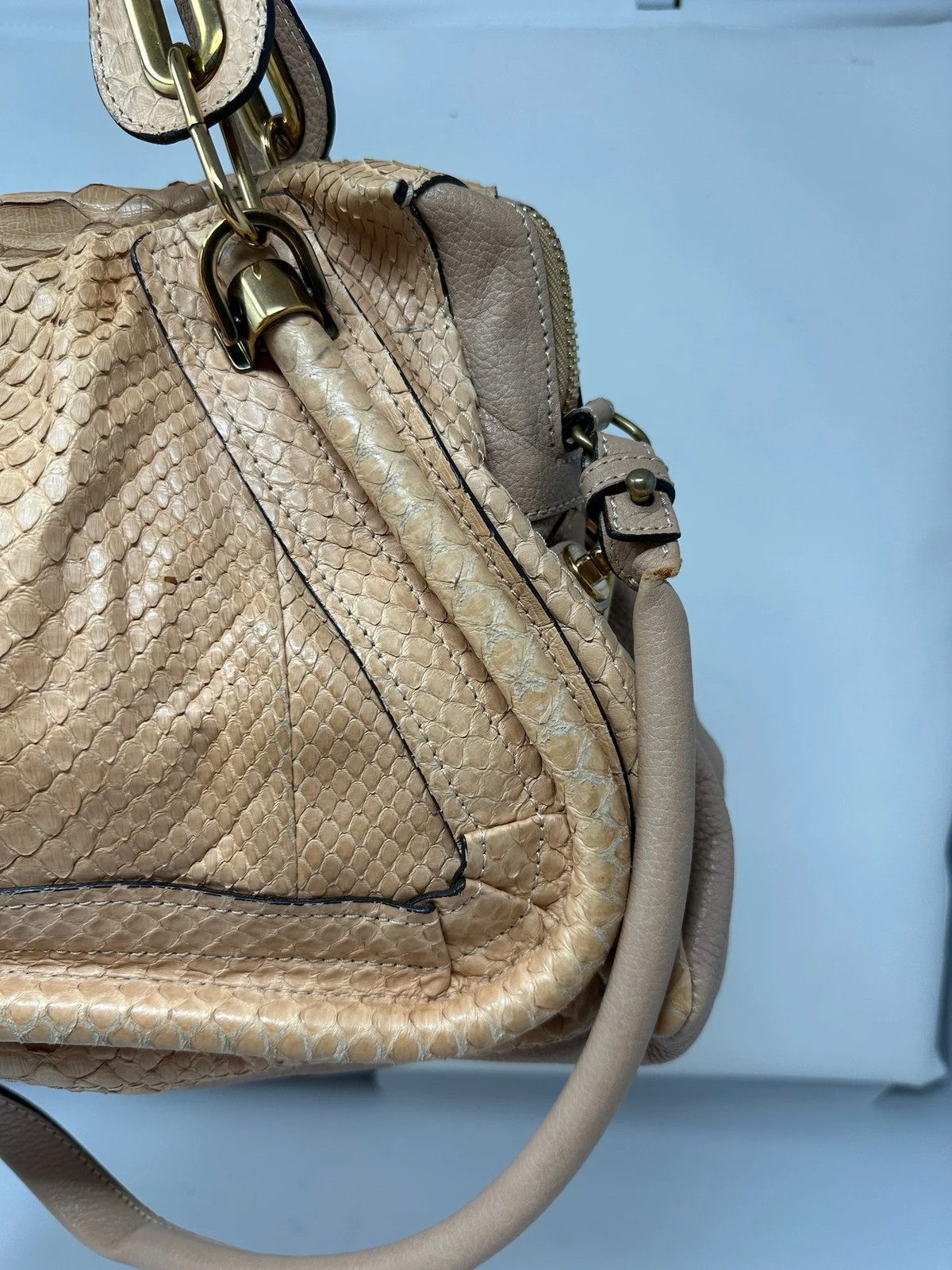Chloe Paraty Beige Python with Shoulder Strap - image 4