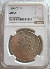 1890-CC Morgan Silver Dollar NGC AU-58