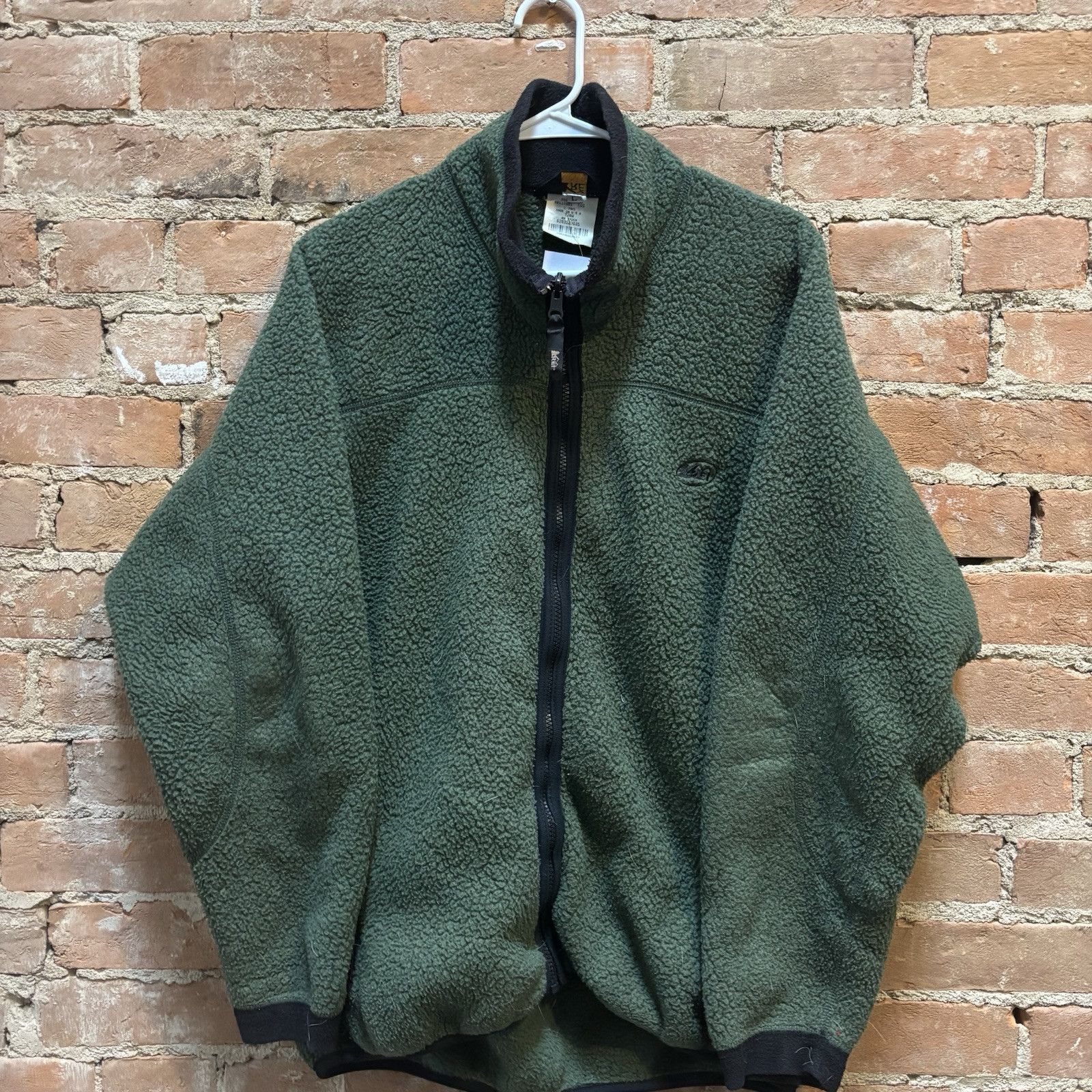 Vintage REI USA Made Full Zip Green Heavy Pile Fleece Jacket Full Zip Mens Sz M