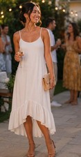 Grace & Lace Creamy White Ruffle Slip Dress Casual Summer Small NEW! READ!