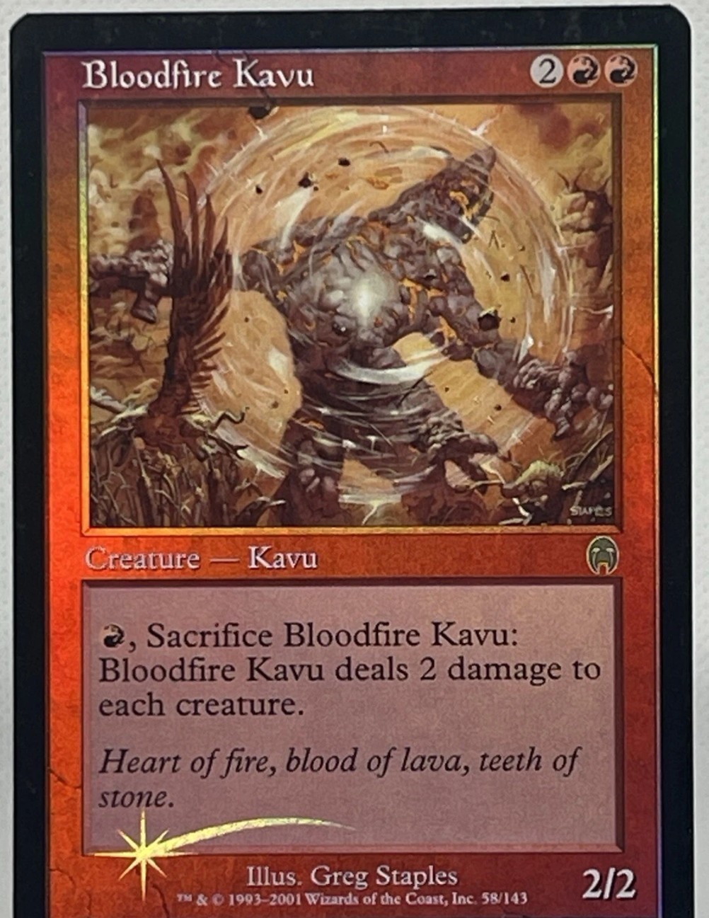 Magic the Gathering BLOODFIRE KAVU  #58/143 Apocalypse Rare Red 2001 NM