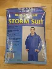 NEW IN PKG First Mate by Stearns 2-Piece Navy Blue Vinyl Storm Suit SM/MED