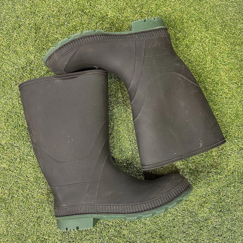 Mujeres Botas de Lluvia Media Pantorrilla Exterior Impermeables Negro/Verde Talla 11 Foto 2 de 4