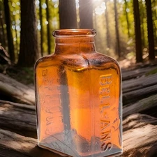 Antique 1910 Amber Glass Medicine Bottle Bell-Ans Co. 
