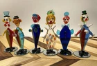Set Of 6 - 4” Vintage Murano Style Clowns Glass Clown Art Lot