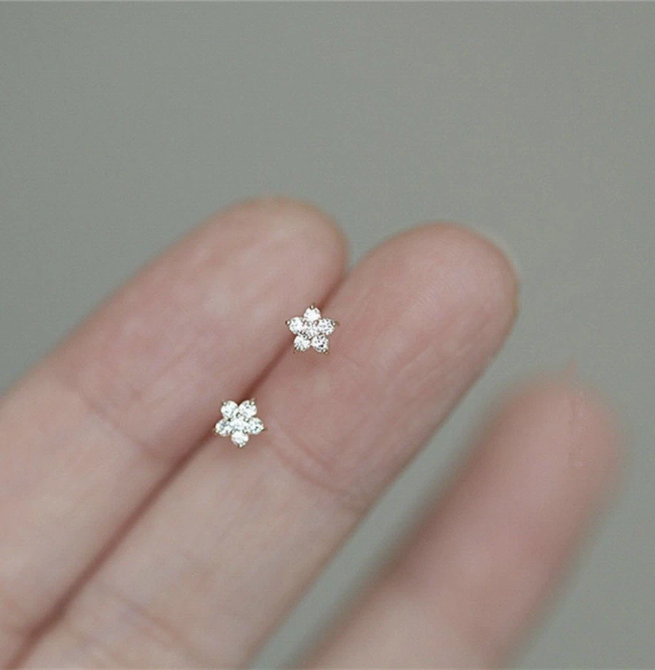 0.20 Ct Round Natural Diamond Cluster Stud Earrings Solid 14k Yellow Gold - Image 3 of 4