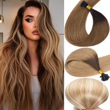 Pre Bonded Stick I Tip Indian Human Hair Extension Remy Nano Ring Full Head 200S