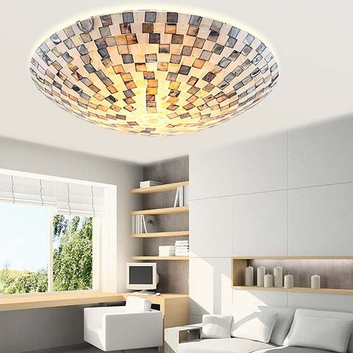 Traditional Mosaic Bowl Shade Pendant Light Tiffany Stained Glass Shade Lighting - Picture 7 of 10