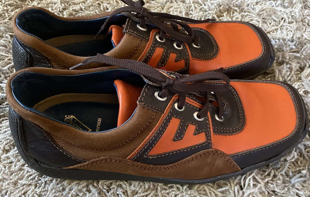 John Fluevog DJ Quest Leather Orange men s shoes 10 brown Retro NEW