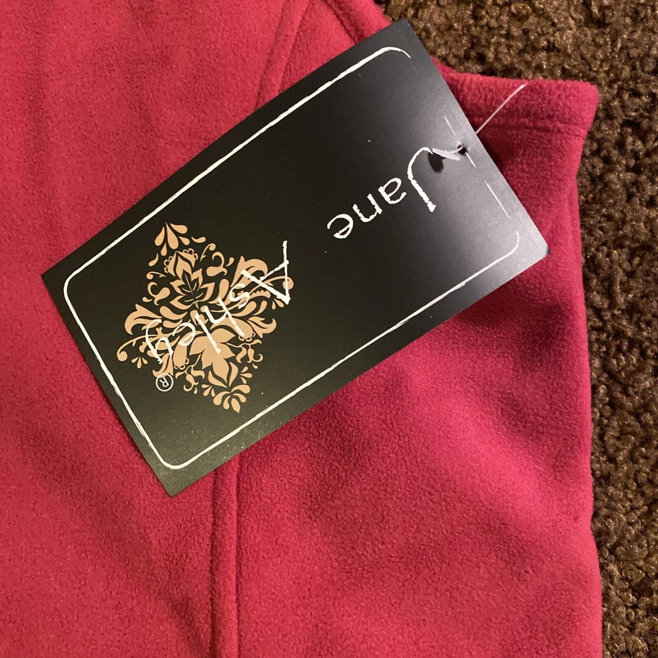 NEW Jane Ashley Sherpa Fleece Vest Woman’s Medium Zip Up Pockets Pink Red NWT - Image 2 of 4