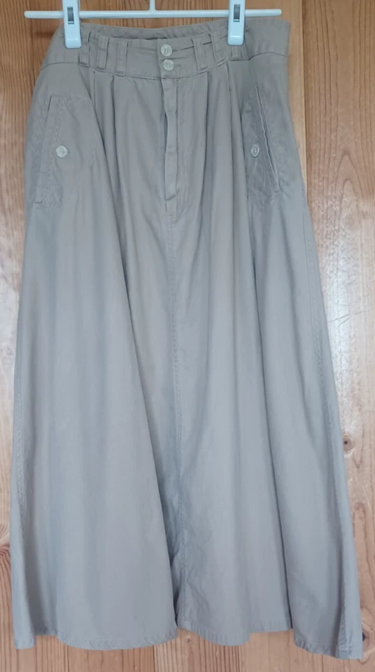 Falda midi vaquera vintage Jordache caqui 100 % algodón talla 14 años 80 Lagenlook Safari Foto 2 de 4