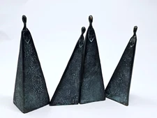 Set of 4 Female Bronze Sculpture Abstract Modern Tribal Sydney Kumalo African