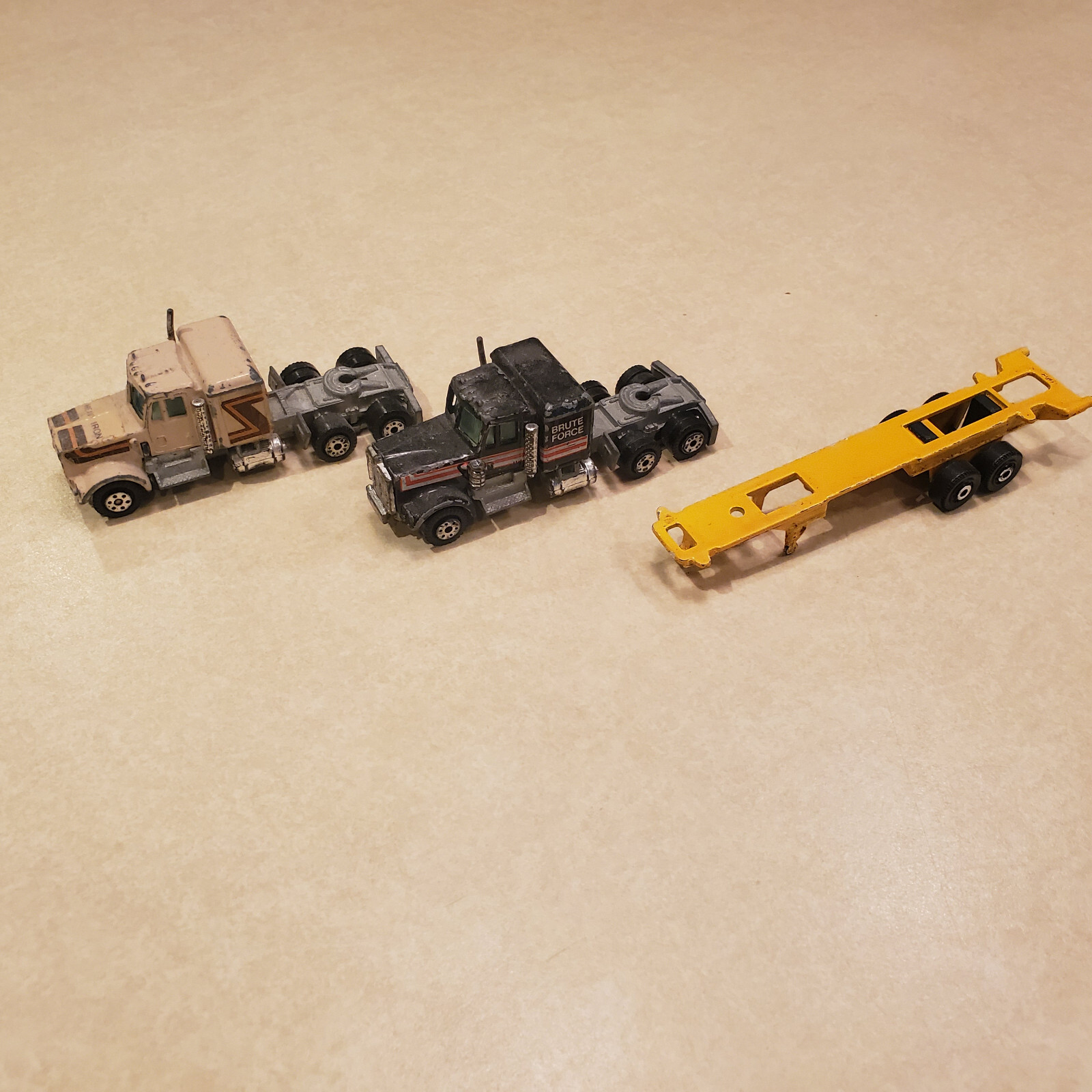 junk lot of 2 Yatming Kenworth semi trucks and trailer chassis made in Hong Kong-image