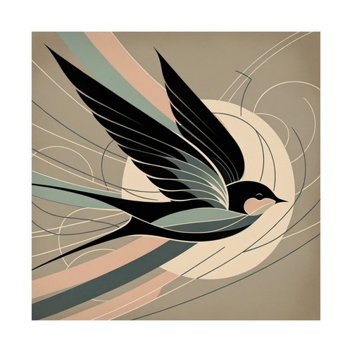 Matte Square Poster Wall Art Minimalist Swallow Pastel Abstract Nature Bird Love - Picture 19 of 57