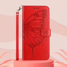 For Xiaomi OPPO VIVO Sony Nokia Hot Butterfly Card Wallet Strap Stand Phone Case