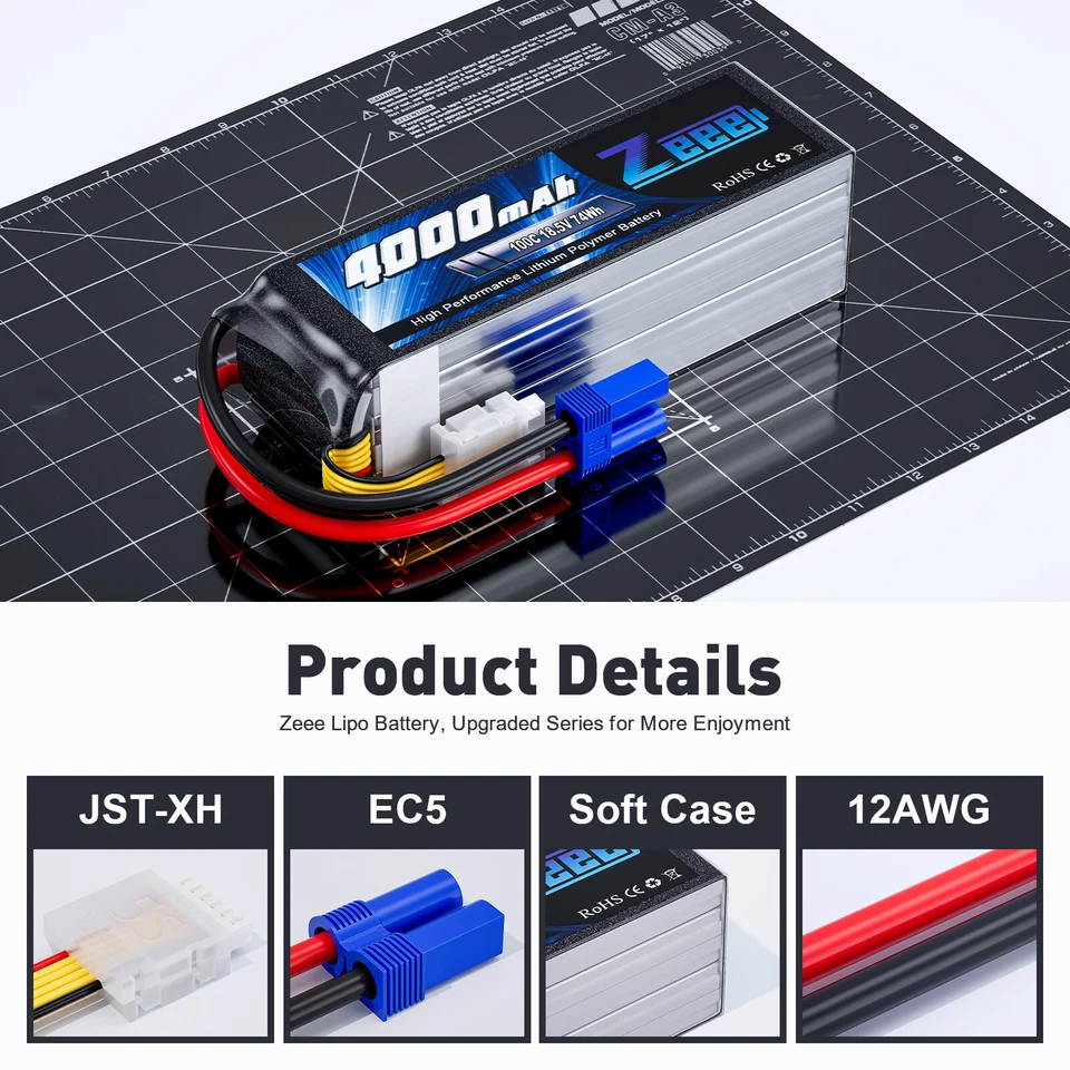 2x Zeee 5S Lipo Akku 4000mAh 18.5V 100C EC5 Stecker für RC Auto Flugzeug Boot - Bild 2 von 4